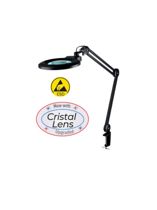 Industrial ESD Magnifying Lamp with Articulating arm LED 14W+5″ 4x lens, KML9006ESD