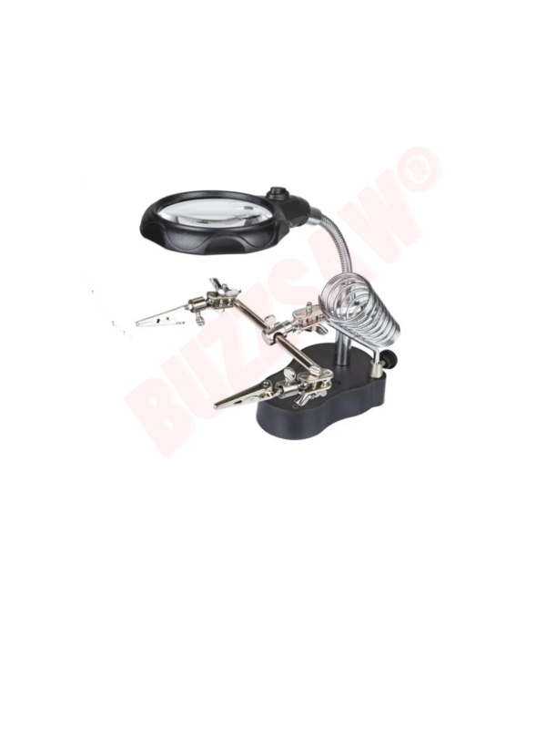 BUZZSAW Hand Magnifier Tool 3.5x 12X Alligator Clip Clamps LED Magnifying Glass